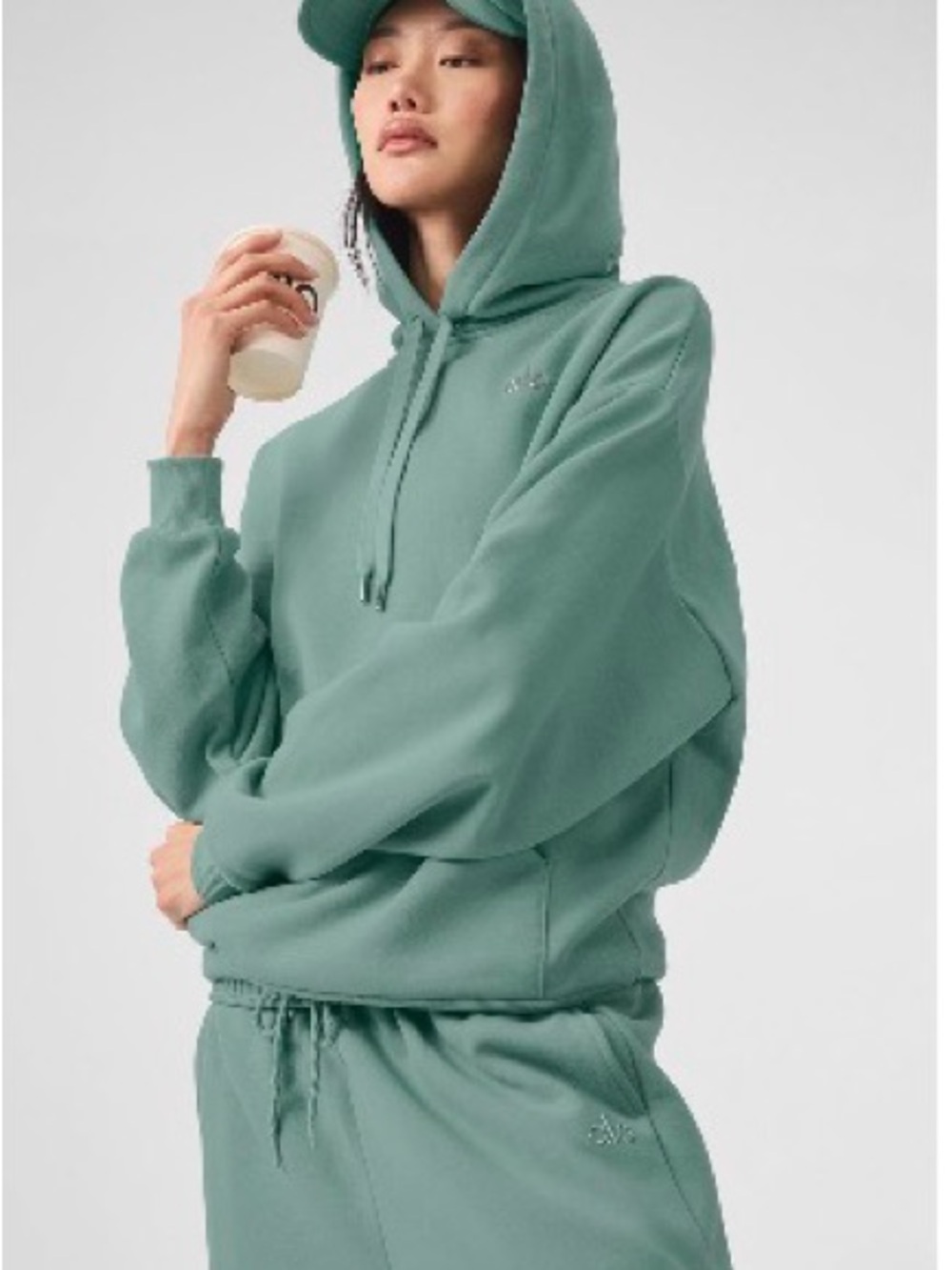 ALO Yoga Sage Green Pullover Hoodie with Kangaroo Pocket - Picture 3 of 3